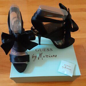 NEW Guess by Marciano PM Sunday Black Leather Multi Satin Sandal